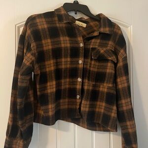 Plaid Button-Up Crop Top size M